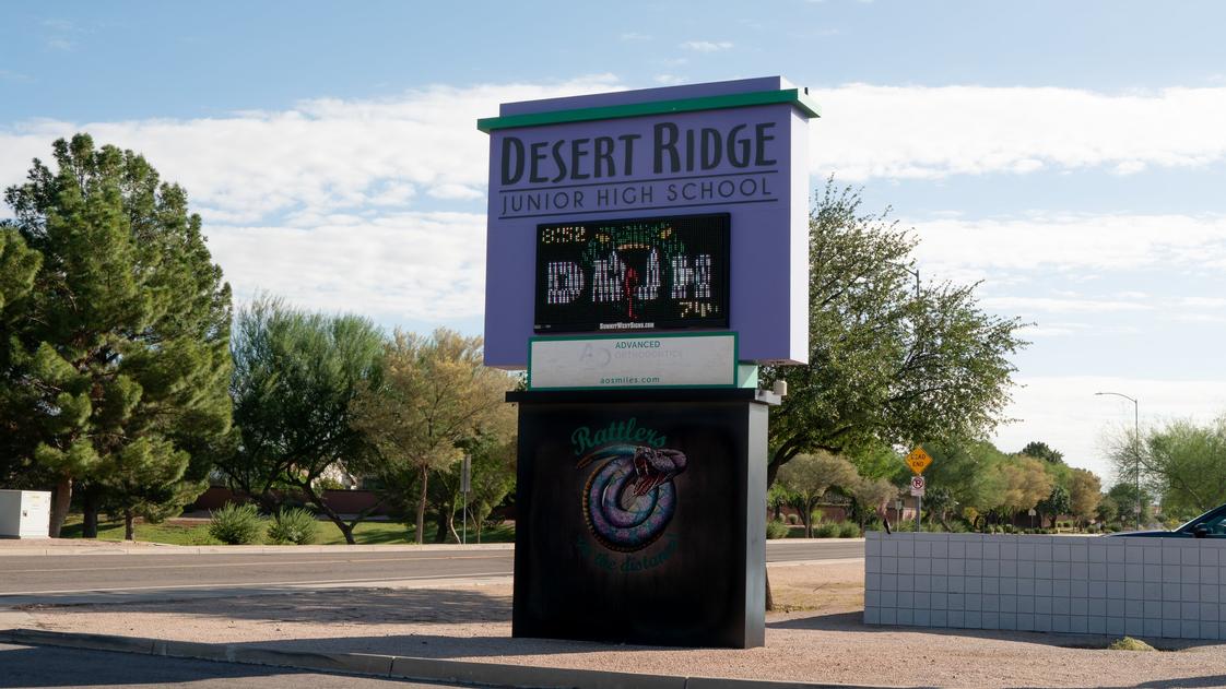 Desert Ridge Jr. High School Photo #1 - Desert Ridge Junior Rattlers marquee in front of campus welcomes every student, staff, and visitor to our campus.